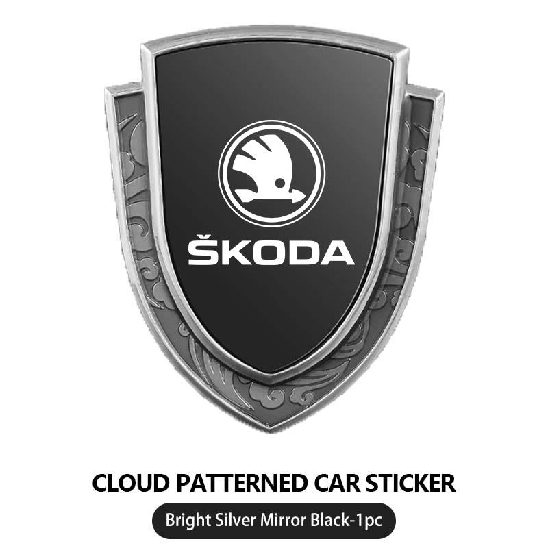 VIJT4 3D Metal Car Side Body Trunk Decoration Emblem Sticker Shield Styling For Skoda octavia a5 a4 mk1 2 fabia superb rapid mk3 yeti