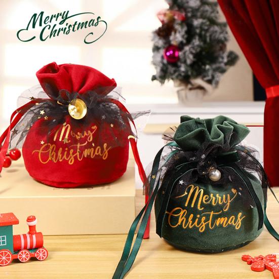 

Рождественские подарочные пакеты Yousheng, бархатные мешочки для подарков, мешочки для рождественских подарков на шнурке, контейнеры с бантом-колокольчиком, сувениры для вечеринок, закуски, конфеты E