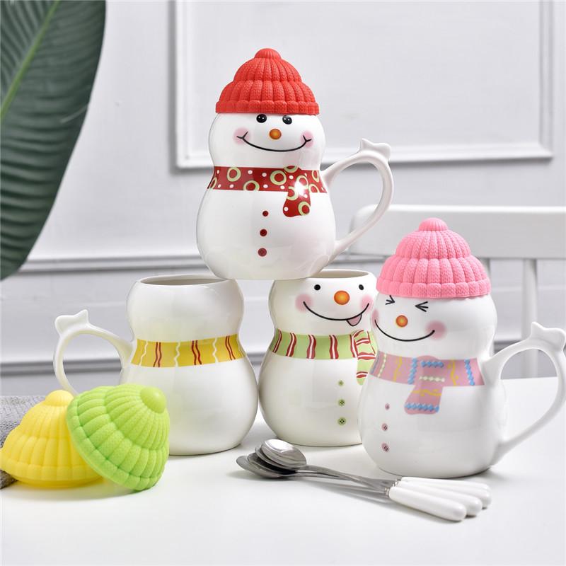 Cute Snowman Ceramic Mug Coffee Milk Couple Water Cup Christmas Winter Gift Girl Cup