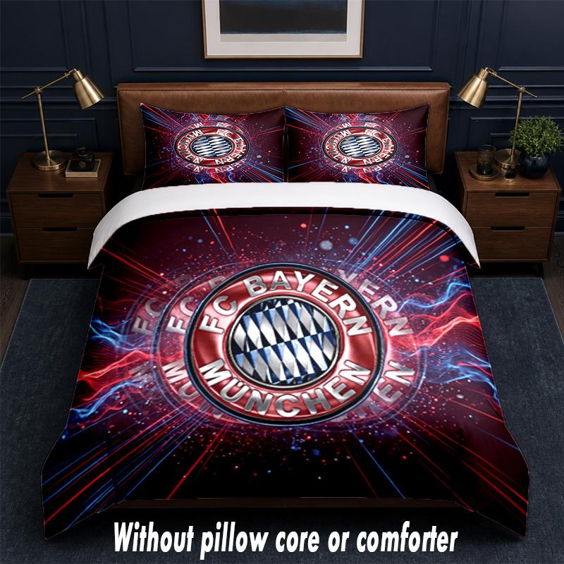 Bayern Munich Design Bed Bedding Set 1 Duvet Cover + 2 Pillowcases Soft Breathable Household Bed Linens