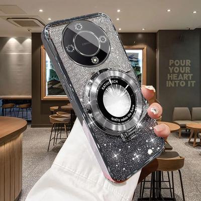 Luxusní držák třpytivé měkké pouzdro pro Honor Magic 5 6 Lite X9a X9b Magnetický přísavkový držák Nárazuvzdorný kryt