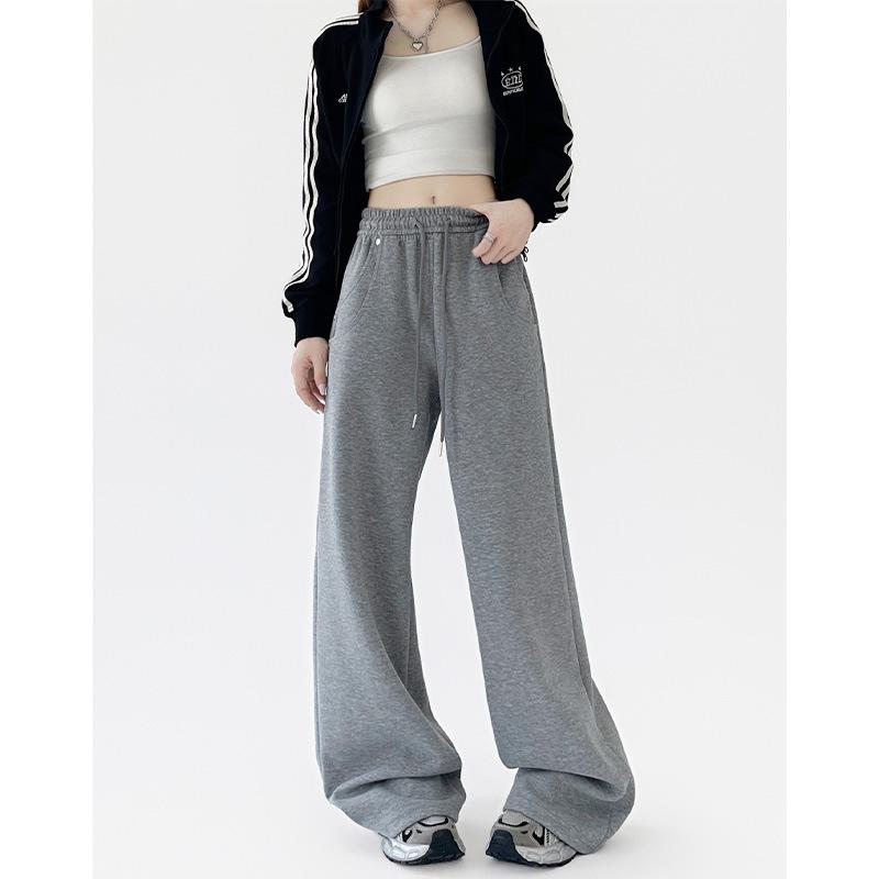 

Серые спортивные штаны женские осенние новые свободные прямые повседневные брюки маленькие облегающие широкие спортивные штаны XL