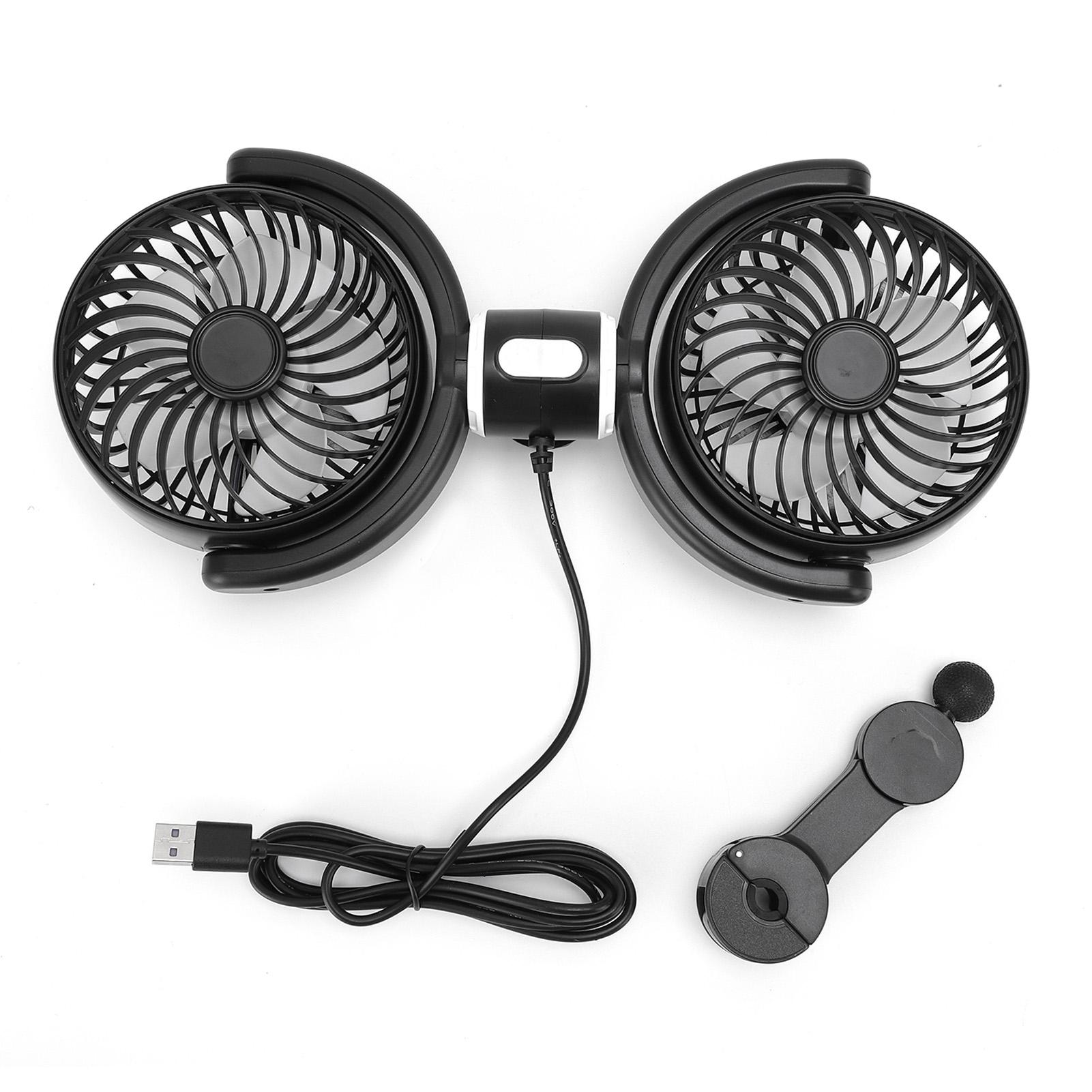 

Двойной автомобильный вентилятор для охлаждения, вращающийся на 360 градусов, 3 скорости, питание от USB, вентилятор для заднего сиденья автомобиля для фургона, грузовика, внедорожника, дома на колесах, DC 5V