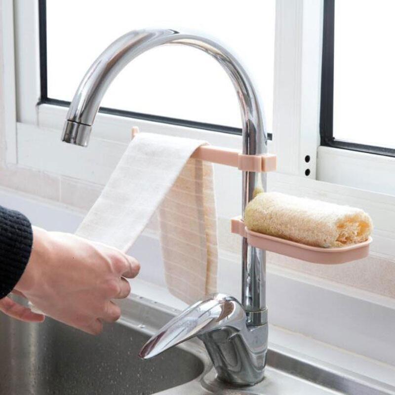Sink Hanging Storage Rack Sponge Storage Holder Bathroom Kitchen Faucet Clip Dish Cloth Clip