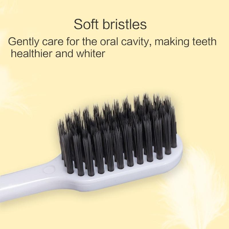 Ergonomic Black and White Toothbrush Set for Couples Portable Gentle Cleaning