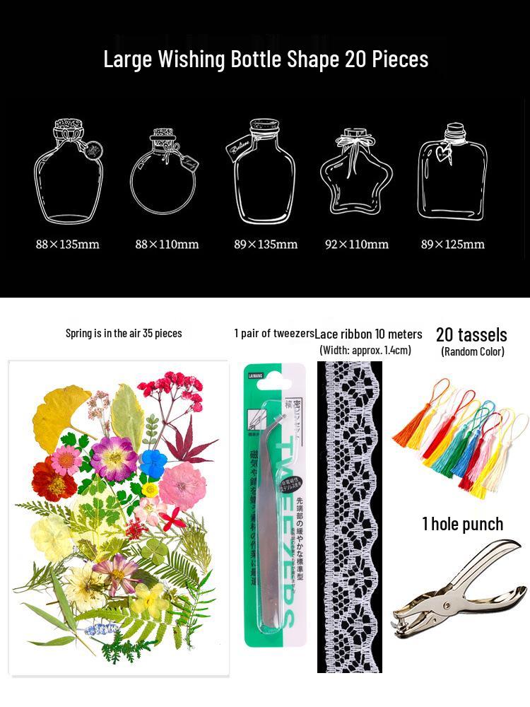 Handmade Transparent Bottle Embossing Film for Spring Plant Specimen Bookmarks