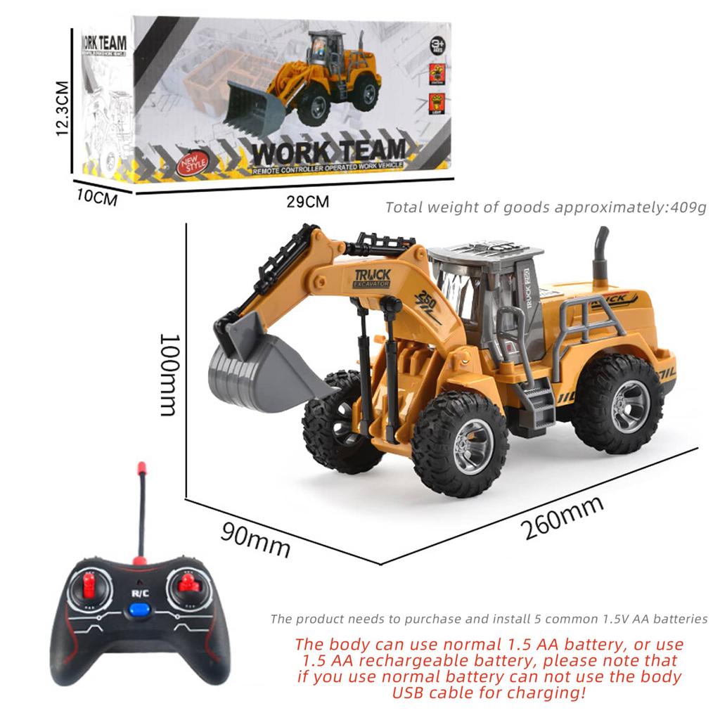 Construction Loader Excavator Toy,  Wireless Remote Control Excavators Digger Vehicles Engineering Car Toys Excluding Batteries