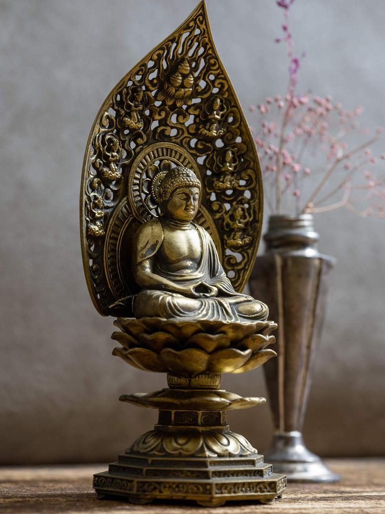 Buddha Statue Shaka Nyorai Seated Statue 18cm Makita Shuun Original Rinzai Tendai Takaoka Copperware Shaka Nyorai (antique Gold) Sculptor Model