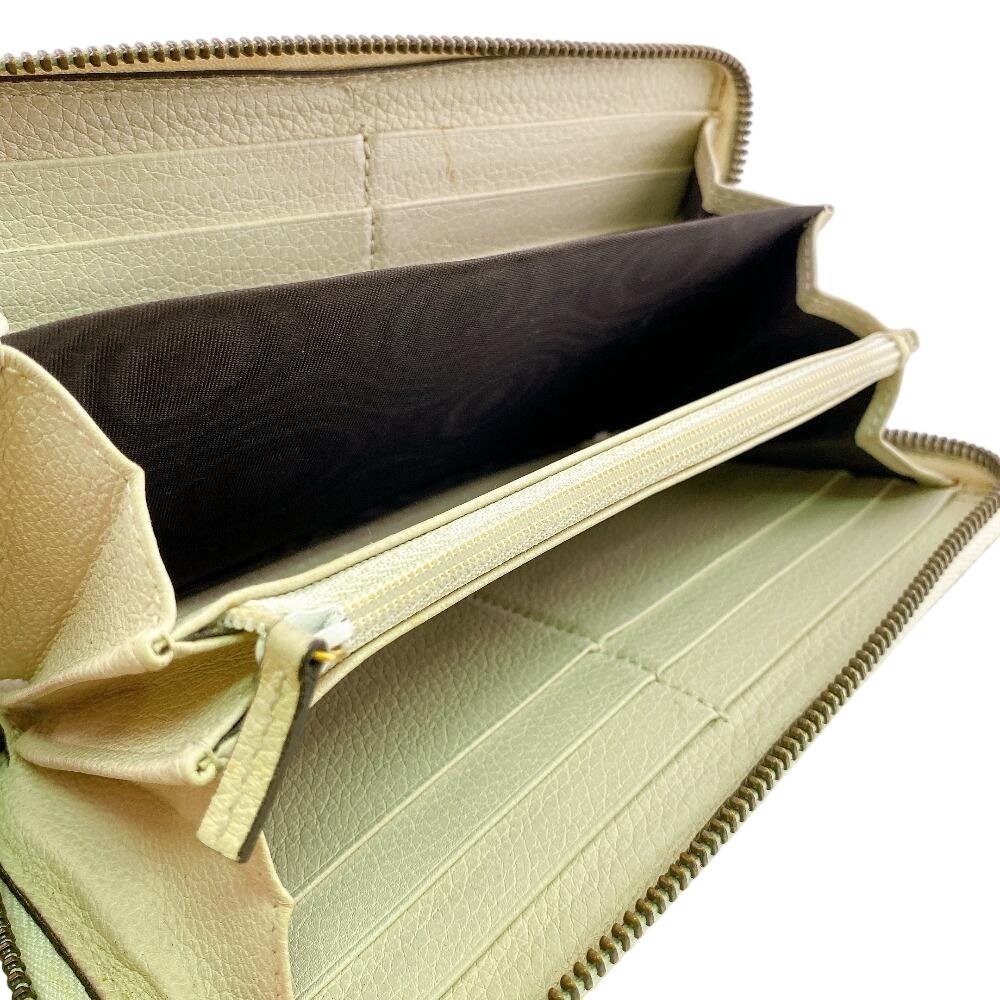 GUCCI 496317 Zip Around Logo print leather Purse white leather Used