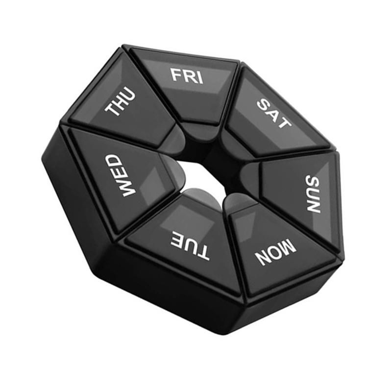 Tragbare 7-Tage-Achteckige Pillendose mit beschrifteten Fächern