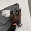 Luxury Designer Bucket Crossbody Bag  New Women Drawstring Vintage Handbags High Quality Patchwork Leather Shoulder Bags