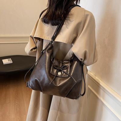 College Style Tote Bag Women's Korean Version Ins Trendy Retro Fashion Large Capacity Backpack 2025 Premium Sense Single Shoulder Women