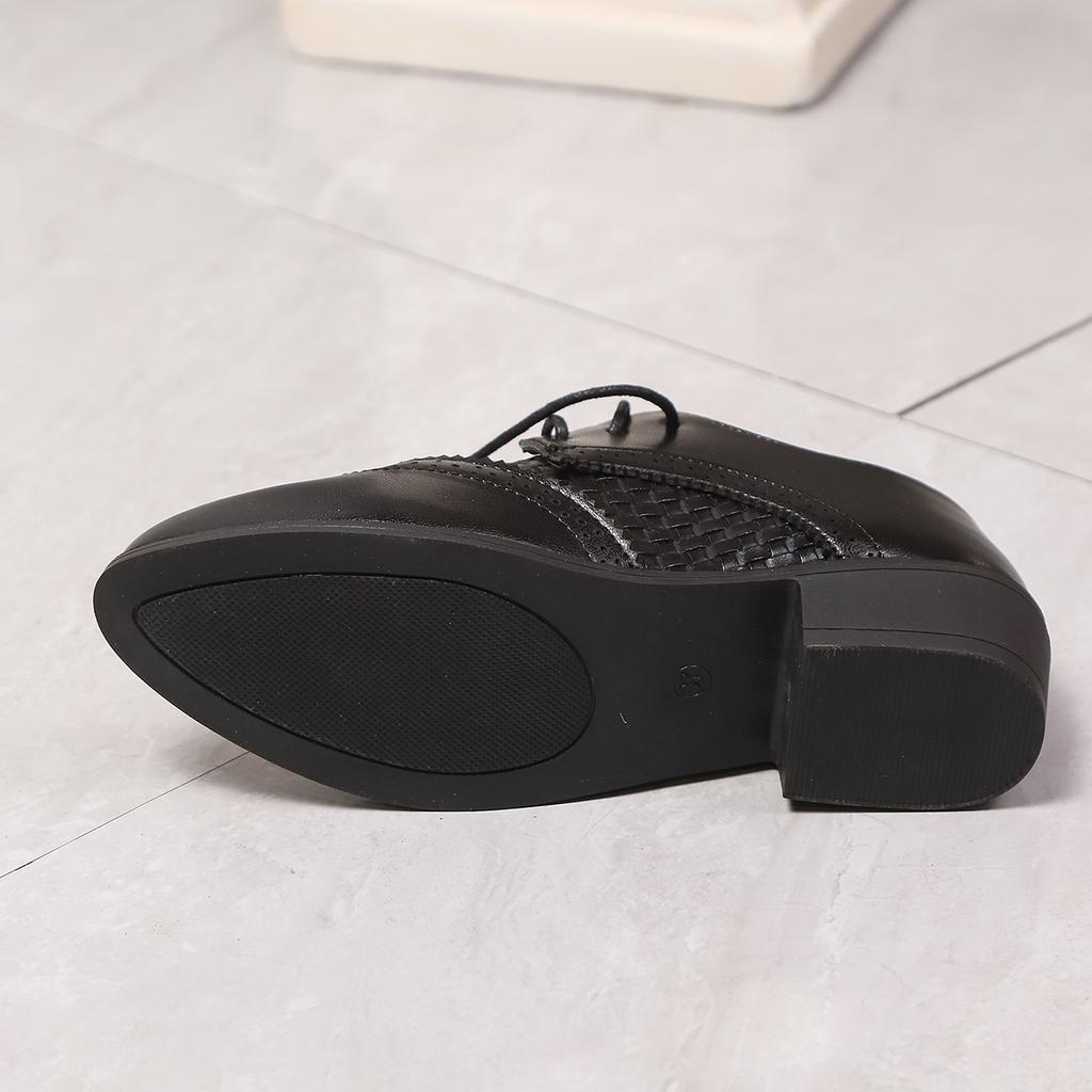 Fashion Size 36-43 Women Thick Heels Brogues Oxford Shoes Woman Round Toe Ladies Platform Oxfords Shoes New Ladies Office Pumps Brogues