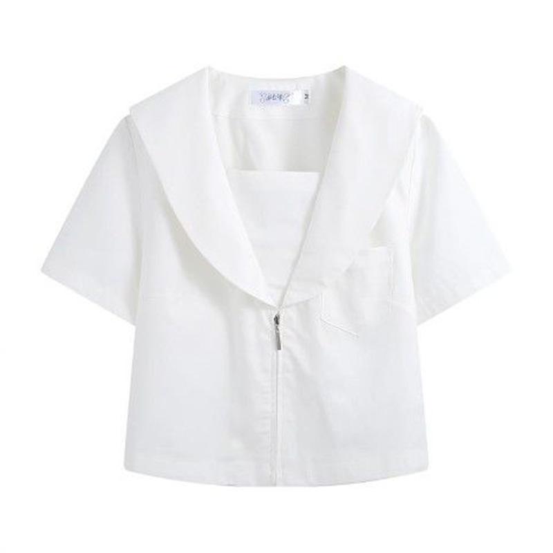 

Женская форма JK с коротким рукавом, матросский костюм - Белая летняя рубашка с воротником Канто Саппоро Кансай 2XL