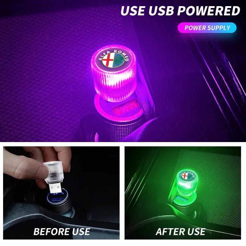 7 Colors Car LED Ambient Light USB Free Installation Interior Decorative Light for Alfa Romeo Giulia Stelvio Giulietta 156 159