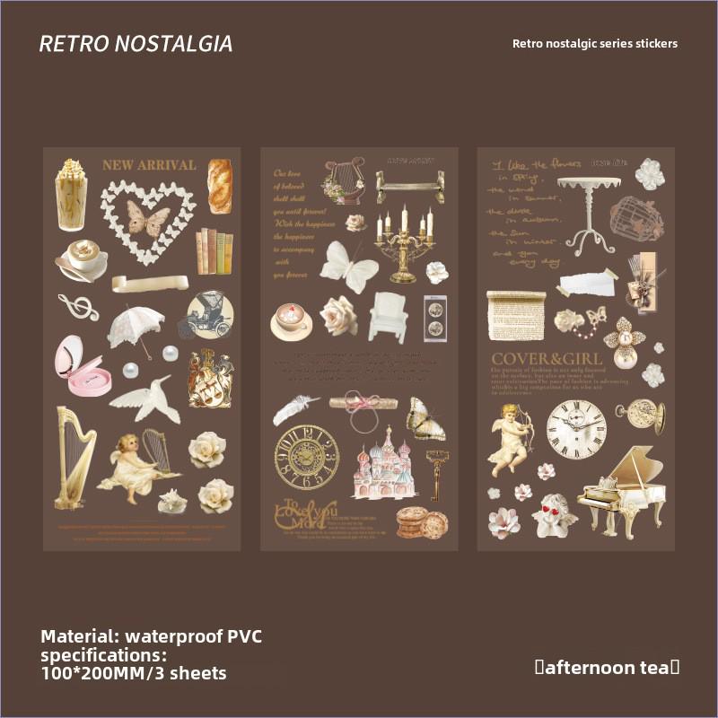 Yuezhen Retro Cute Nostalgic Notebook Stickers – Creative Children's Pet Decor Pack