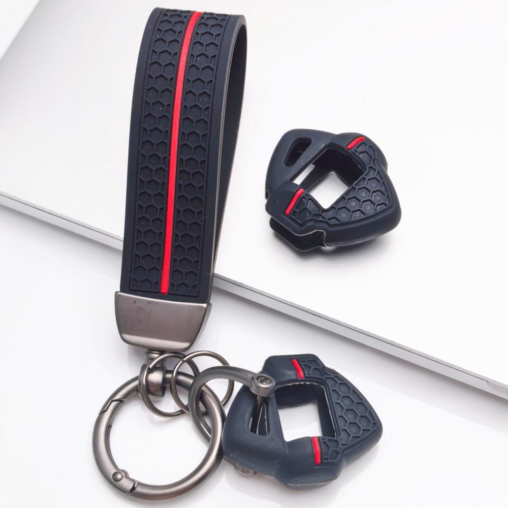 Guscio Chiave Transponder con Portachiavi per Moto Suzuki GSXR 600 750 1000 Hayabusa SV650 Bandit V-Strom, con Porta Chip, Alloggiamento Lama Chiave non Tagliata