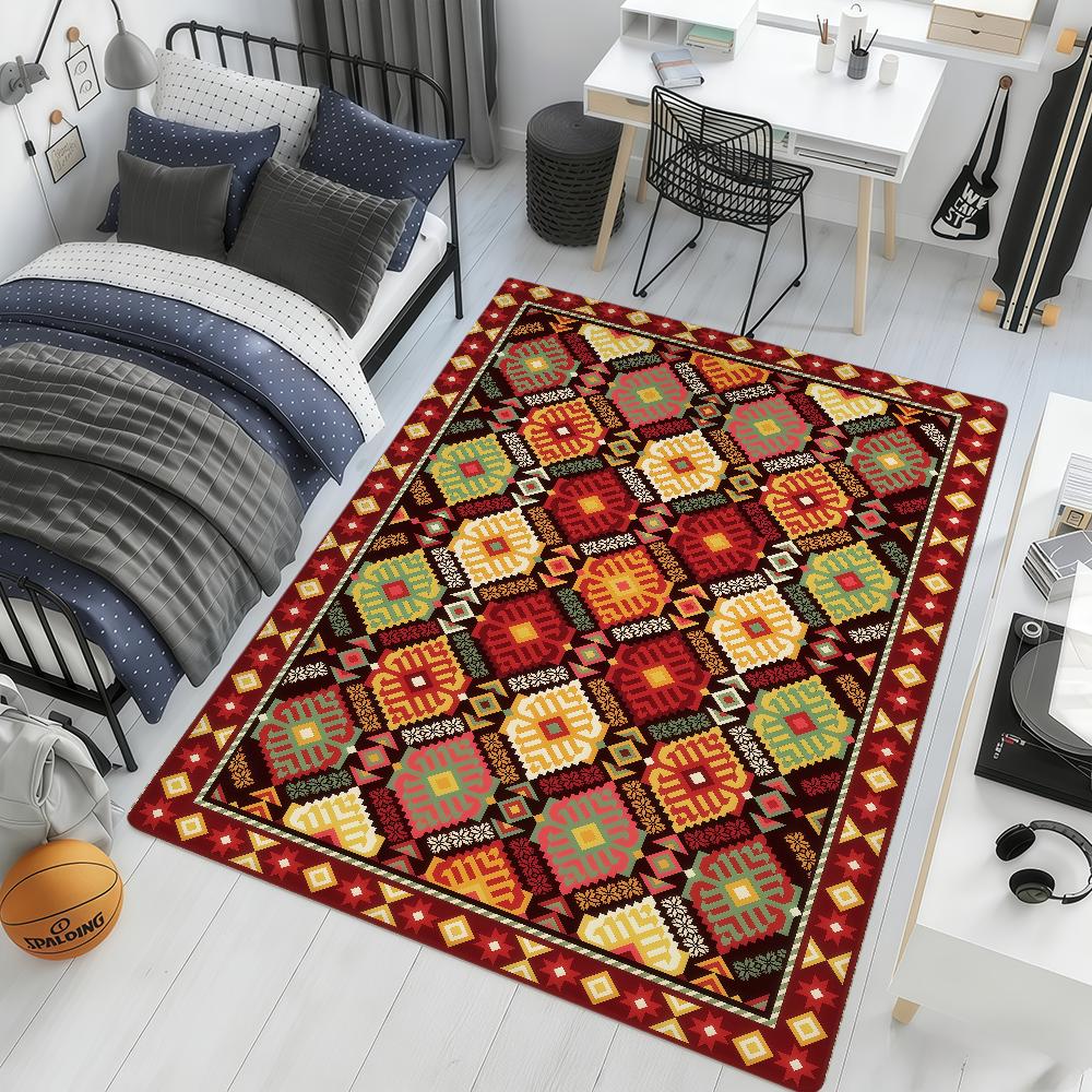 Retro bohemian floral plaid vintage hogar Bedside Rug Kitchen Bath Floor Mat Hallway Balcony Carpet Entrance Doormat Decor Home