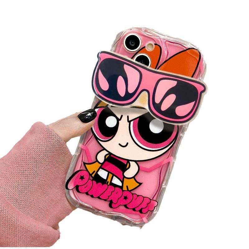 Applicable To Iphone16/15 iPhone Case 17promax Cartoon Sunglasses Holder 14 Cute 13 Soft Silicone
