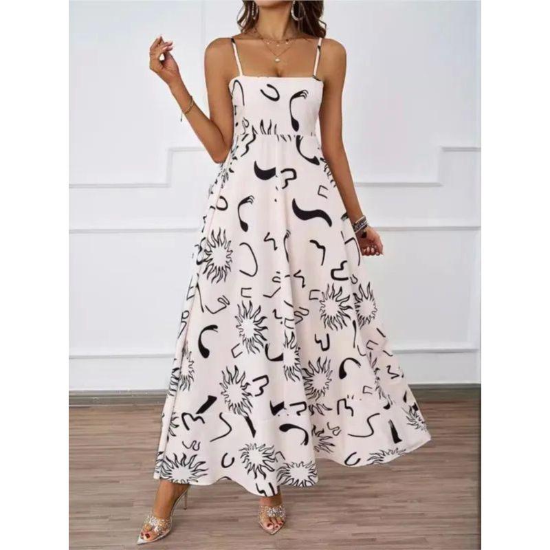 Floral Print Backless Camisole Dress Florals Print Open Back Sling Dress Women