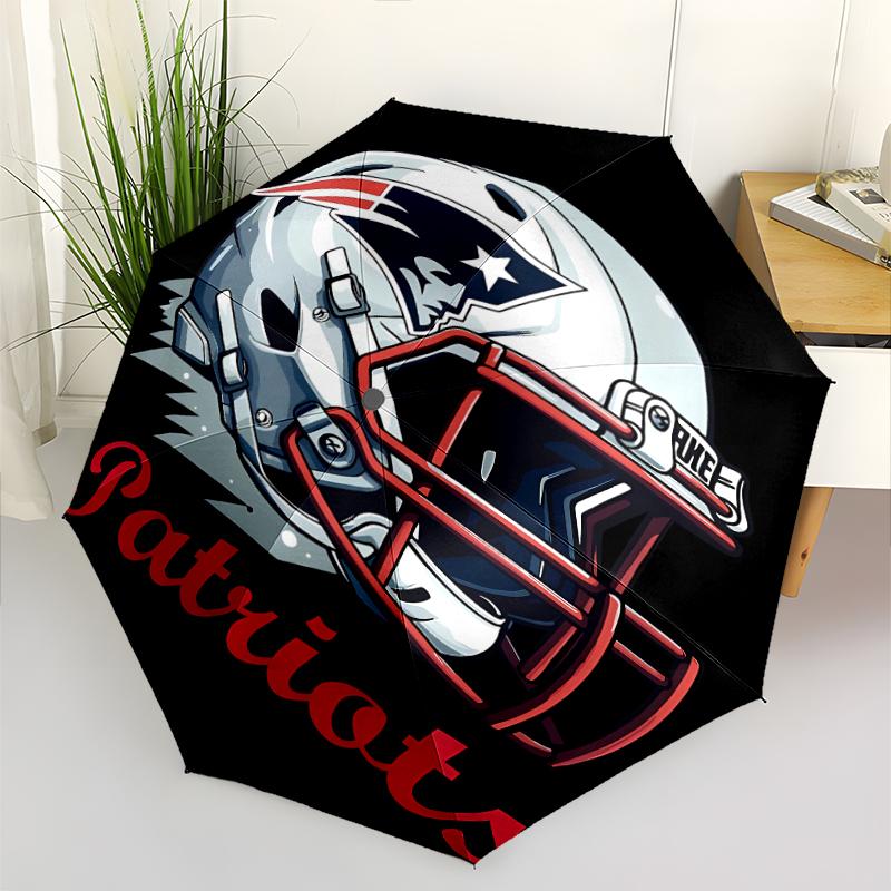 Patriot Logo Print Automatic Umbrella, 8 Rib Iron Frame, Plastic Handle, Suitable for Outdoor Travel &Daily , Ideal Gift