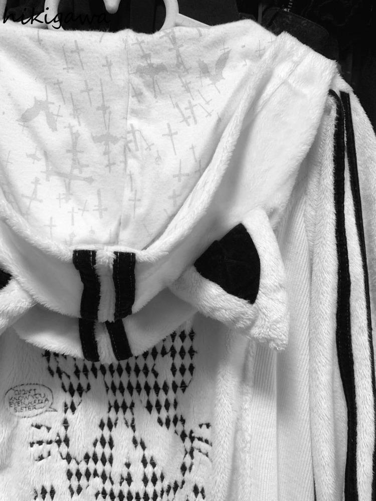 Y2k Tops Japanese Jackets Women's Clothing Skull Embroidery Fashion Sweatshirts Casual Zipper Hooded Coats