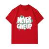Men's 100% Cotton Crew Neck Short Sleeve T-Shirt, Never Give Up Inspirational Slogan Print Casual Comfortable Soft Tee for Daily Wear Street Fashion T