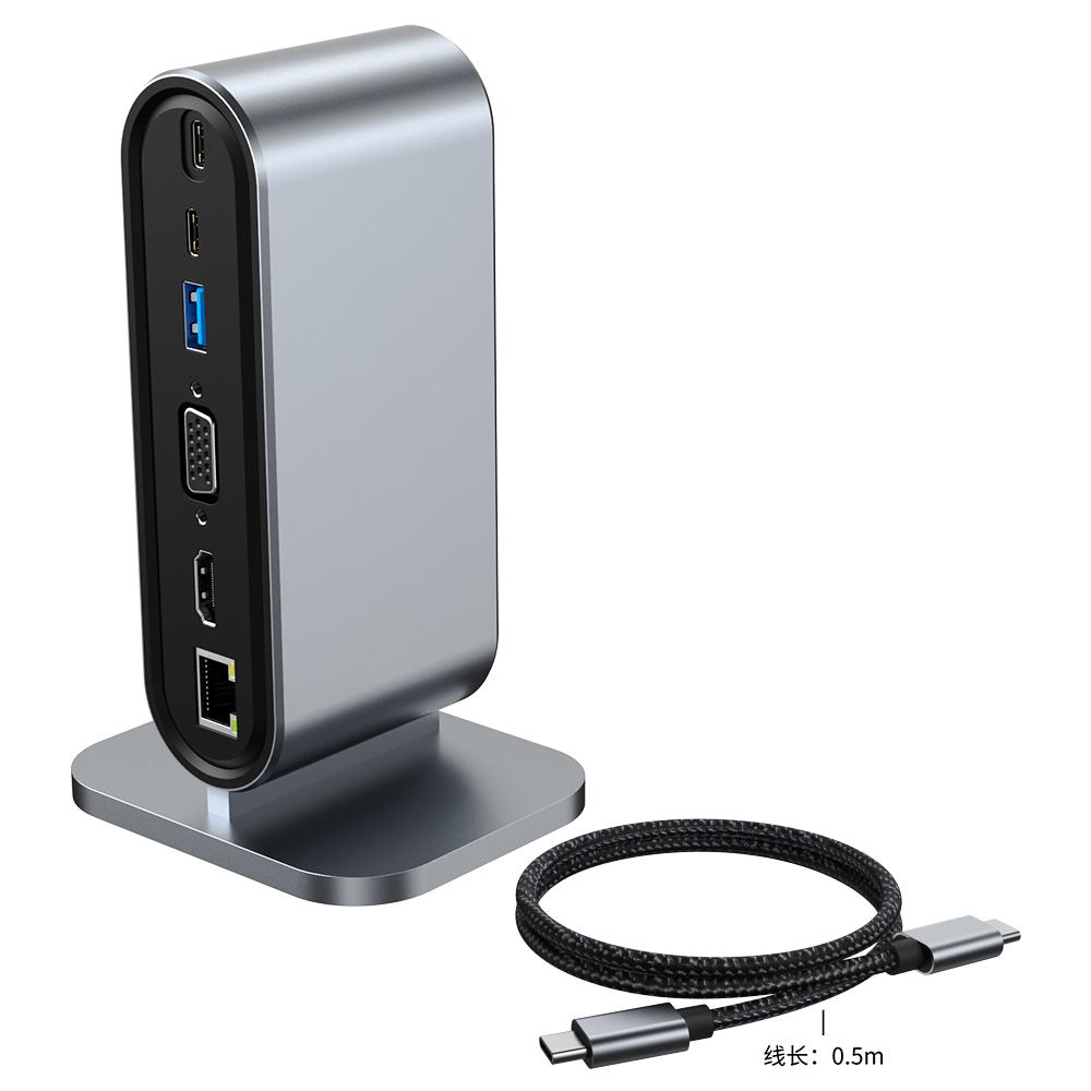 Premium 12-in-1 Usb C Hub Multifunction Type C Docking Station Vedio VGA RJ45(100Mbps) USB3.0*4 SD USB-C Hub Adapter Laptop