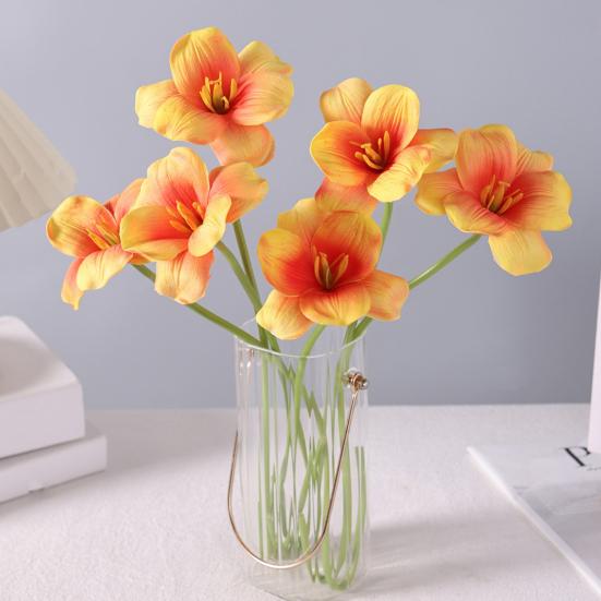 Simulated Tulips Bouquet Realistic Touch PU Petals Fading Vitality Bendable Stems Maintenance-Free Fake Tulips Home Decor