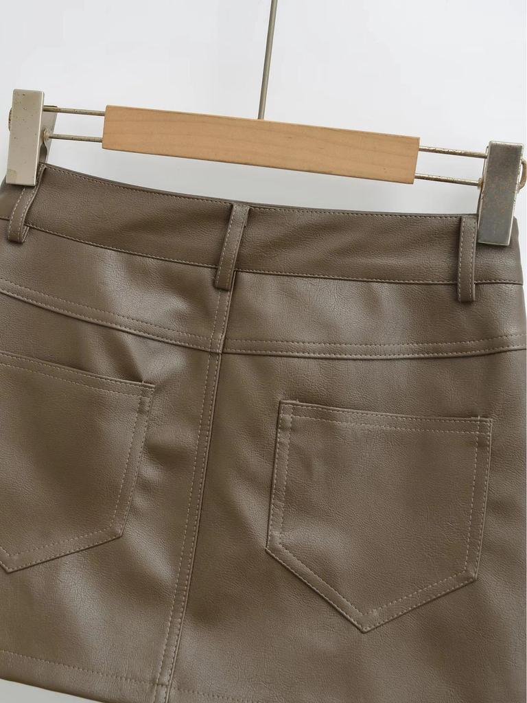 Women's High-Waist Black PU Leather Mini Skirt - Slim Fit, Sexy Hip-Hugging, Super Popular for Autumn 2025