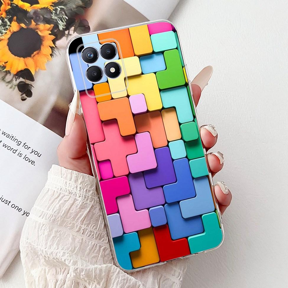 Clear Cover For Realme 8i Case RMX3151 Luxury Butterfly Love Flowers Cool Painted Phone Case For Realme Narzo 50 RMX3286 Cover