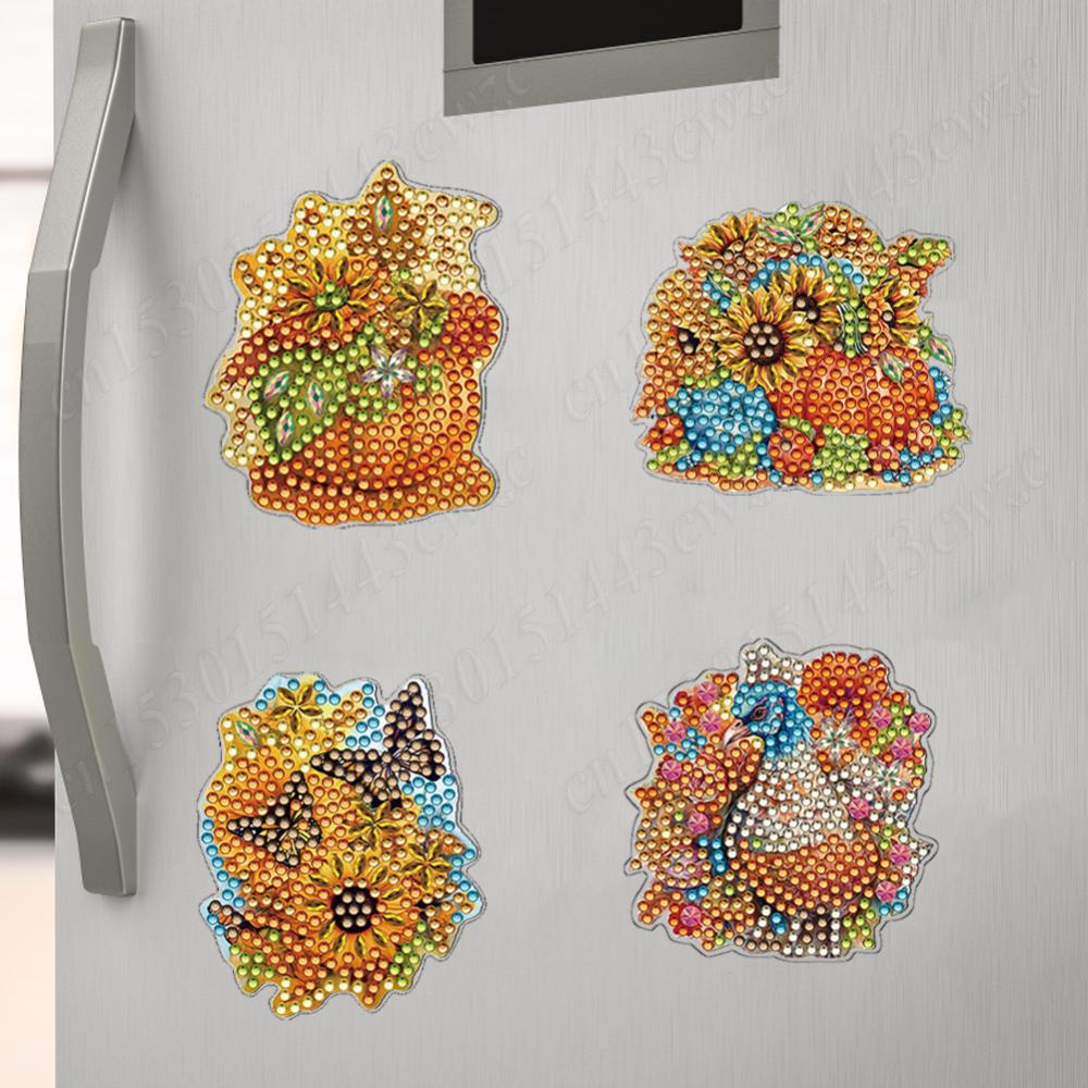 6Pcs Acrylic Special Shape Santa Claus Diamond Art Fridge Magnet Diamond Painting Refrigerator Magnet for DIY Crafts Party Gift