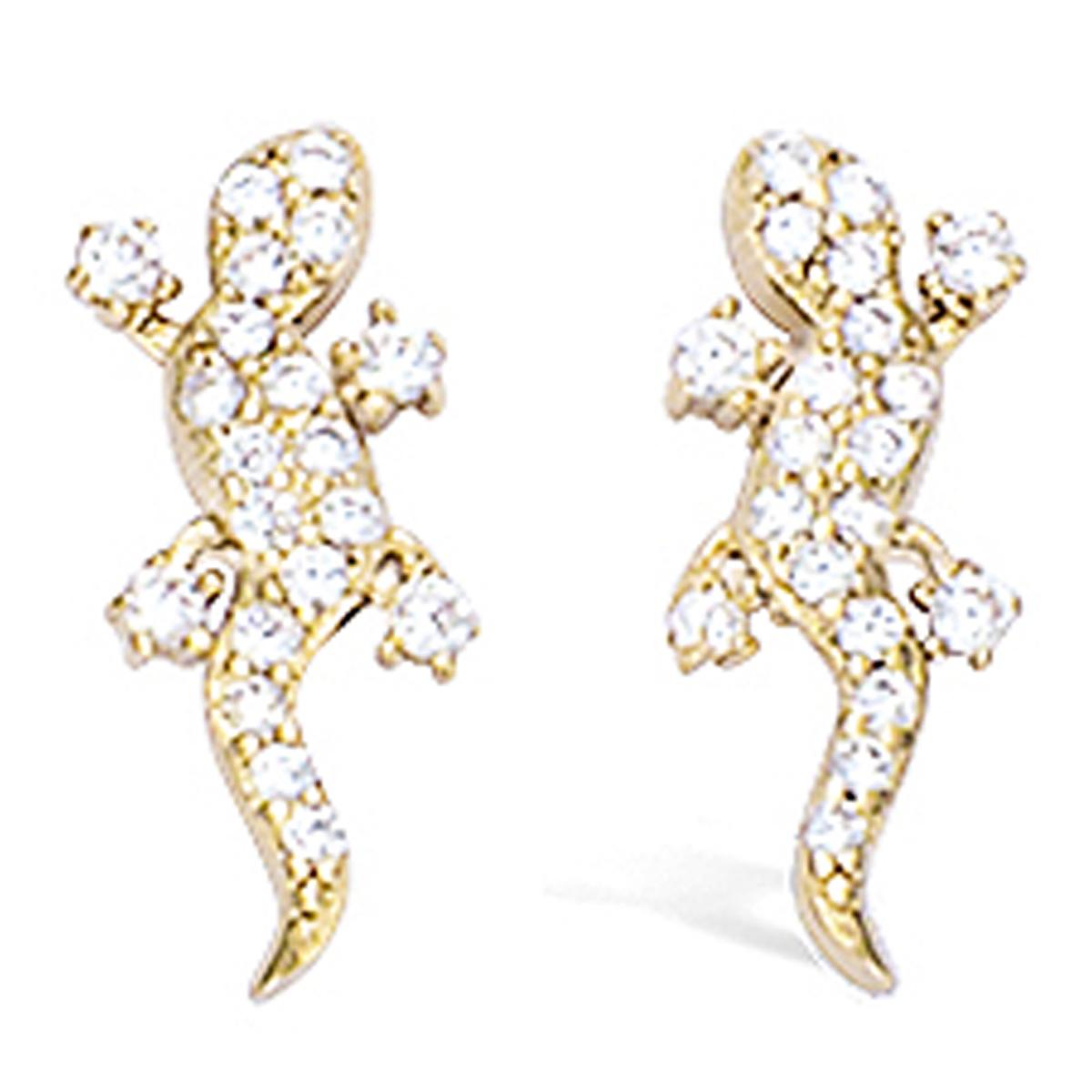 

Les Trésors De Lily [L7016] - Белые позолоченные серьги Salamander Позолоченные серьги - 15x7 мм