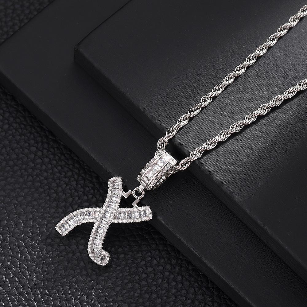 Hip Hop Letter Pendant Zircon Necklace Popular Instagram Personalized Accessory Niche Design Men's and Women's Pendant Necklace