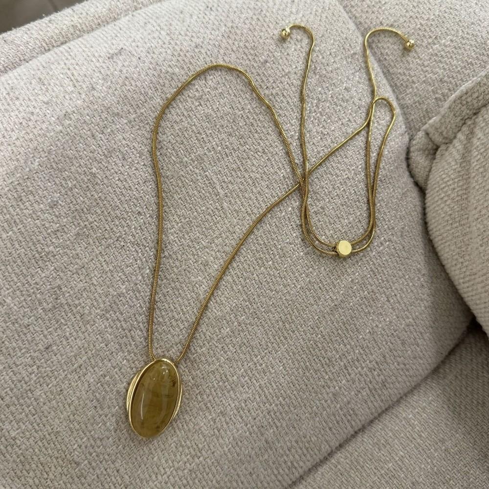 Retro Necklace for Women Advanced Stone Pendant Necklace Trendy Sweater Chain  Clothing Accessories