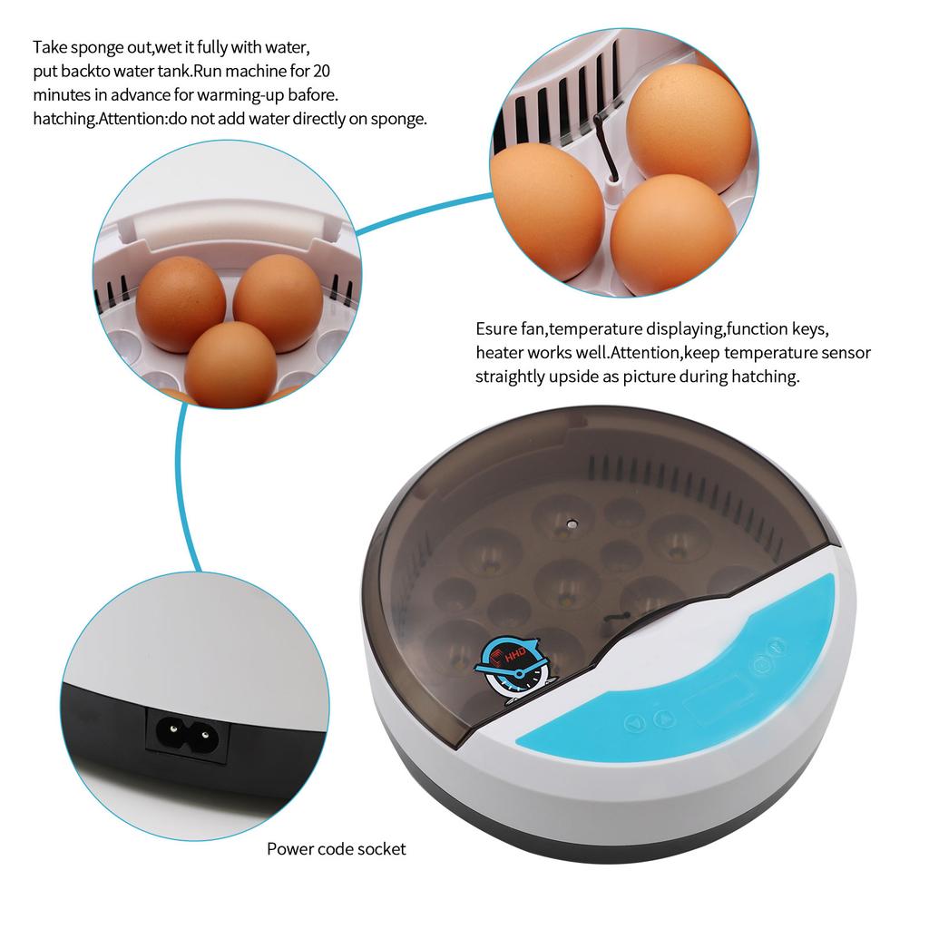 Mini 9 Egg Incubator Farm Hatching Digital Temperature Humidity Automatic Control Brooder Poultry Quail Chicken Duck Bird LED