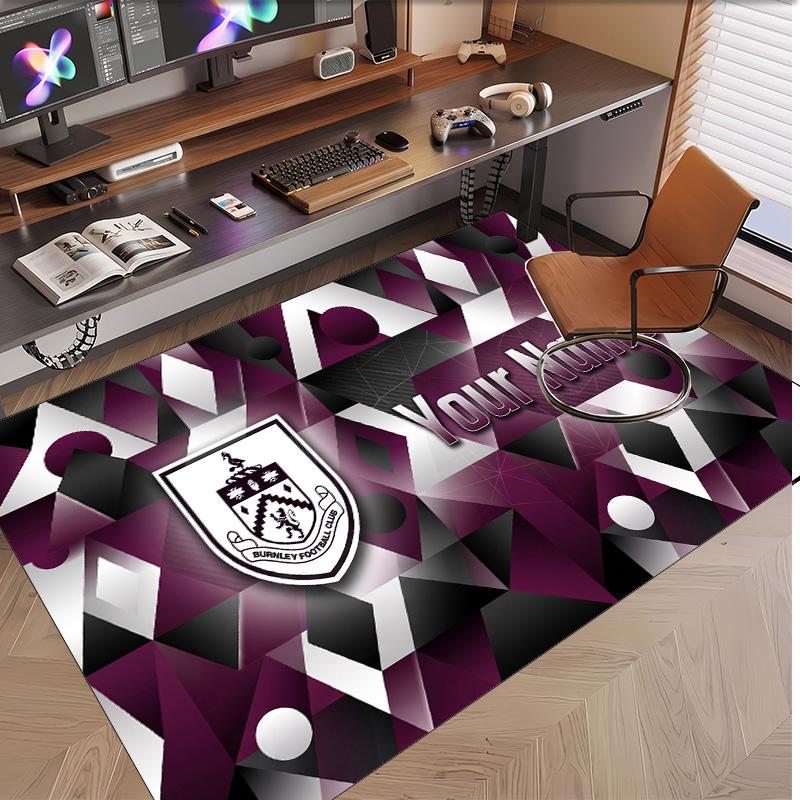 Personalized Crystal Velvet Carpet Burnley Football Pattern Non Slip Floor Rug