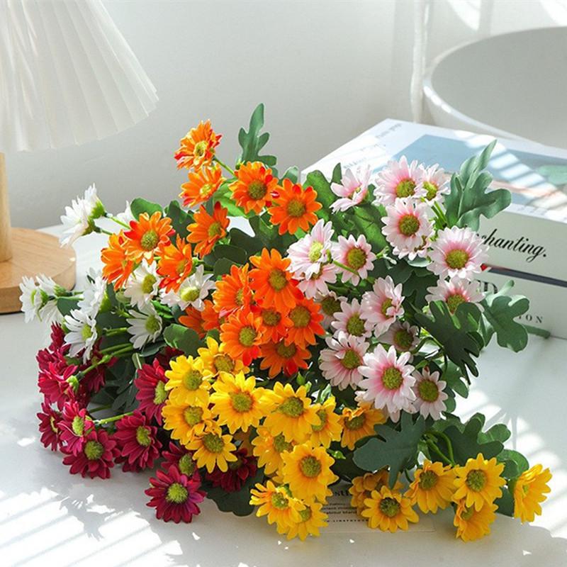 Little Daisy Chamomile Artificial Flower Arrangement - Dried Silk Bouquet for Table Decor and Photo Props.