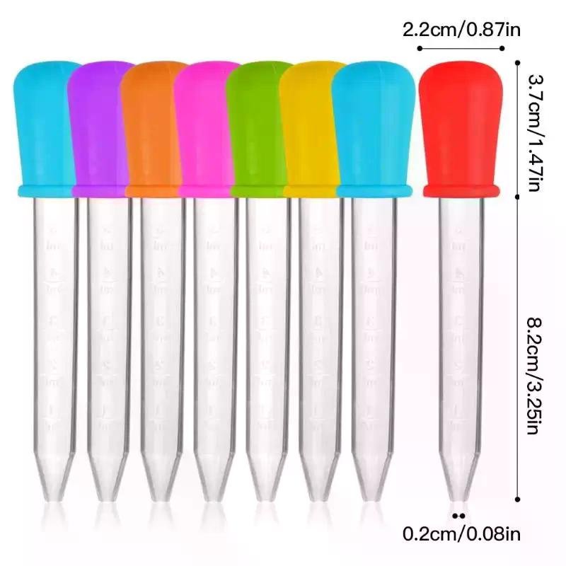 5/10 Piezas 5ml Pipeta Gotero Pequeño de Silicona y Plástico Alimentador de Medicina Líquida Pipeta Gotero para Ojos y Oídos Experimento de Laboratorio Juguetes Regalo