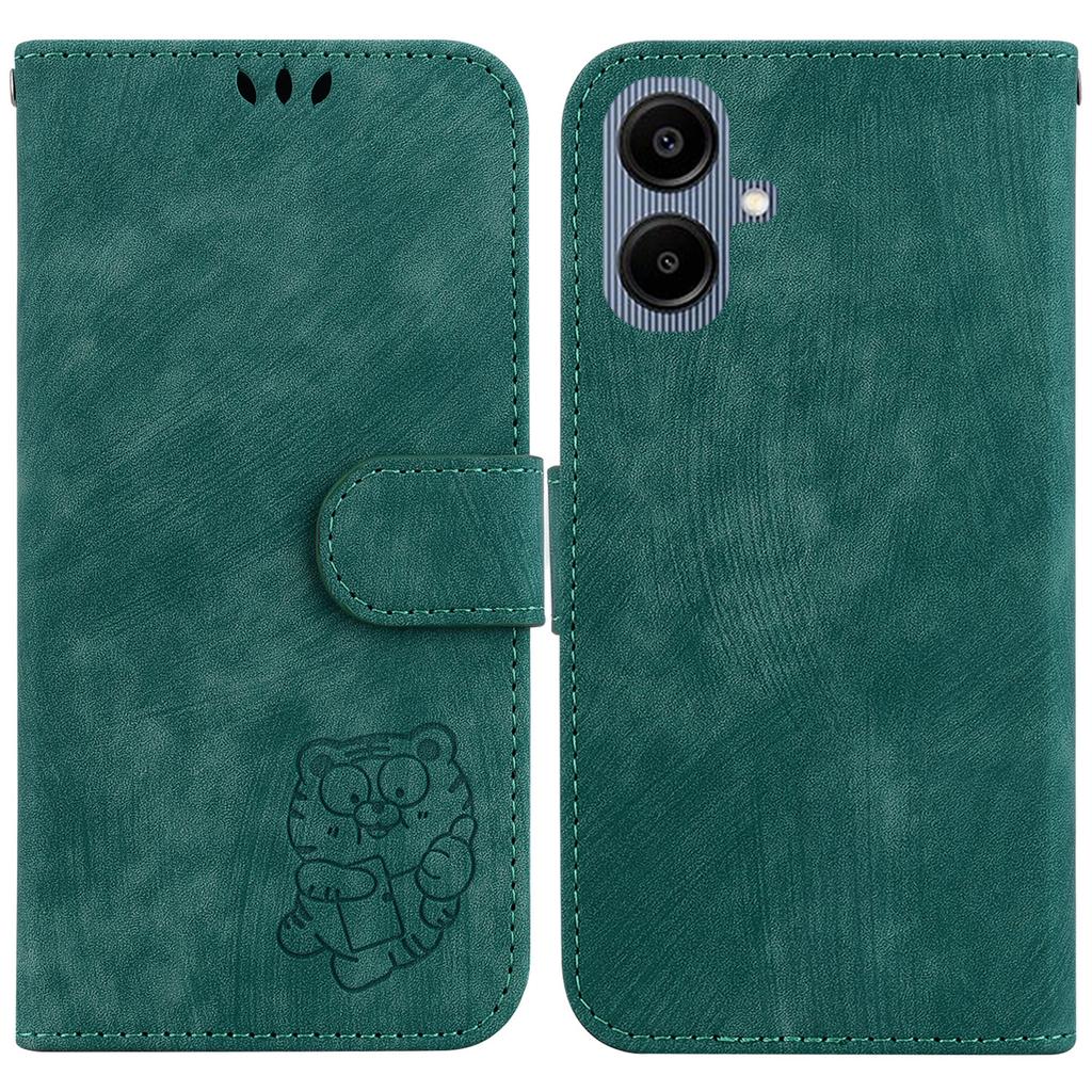 For Samsung Galaxy A07 5G Wallet Case Tiger Imprint Leather Shockproof Phone Cover with Wrist Strap