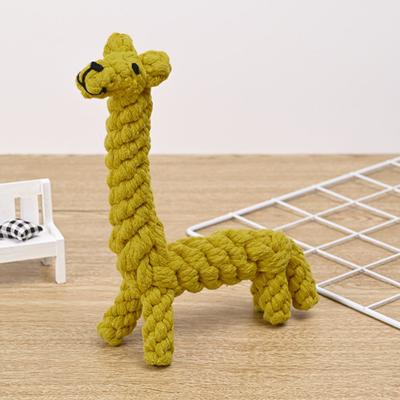 Yousheng Interactive Cotton Rope Dog Toy Cute Rabbit Bear Giraffe Octopus Shape Dog Chew Toy Bite-resistant Pet Squeaky Toy