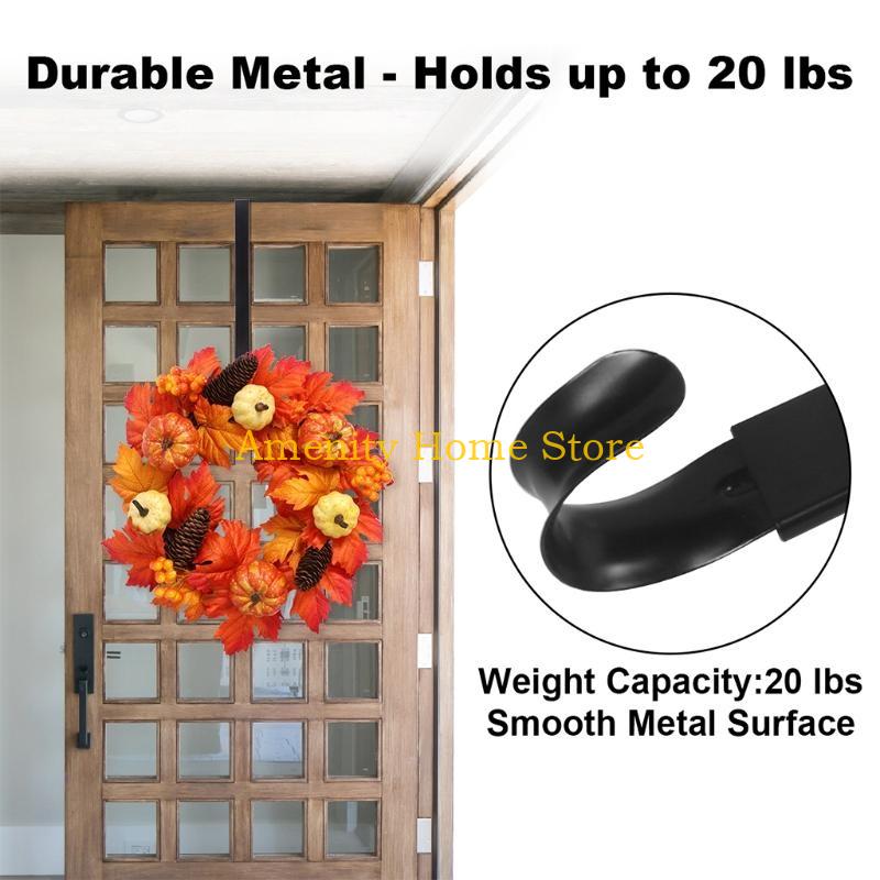 F26C Metal Door Wreath Hook Telescopic Adjustable Garland Hanger Rack for Christmas