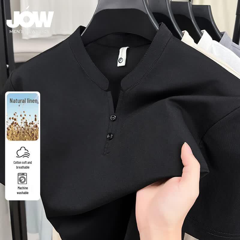 JOW Men s Casual Linen Blend Short Sleeve T-Shirt L