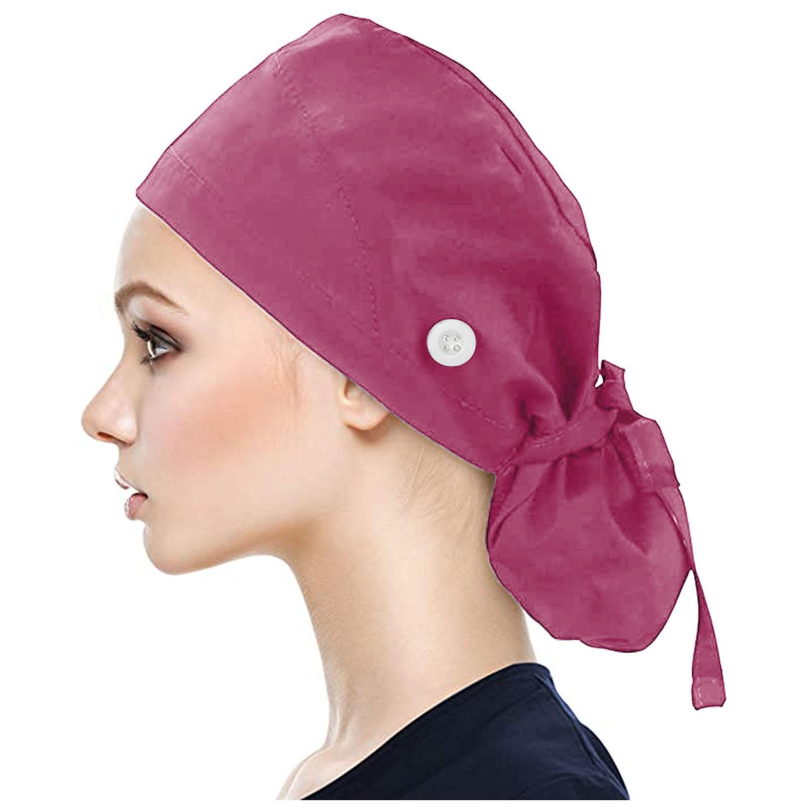 

Scrub Cap With Buttons Bouffant Hat With Sweatband for Womens and Mens