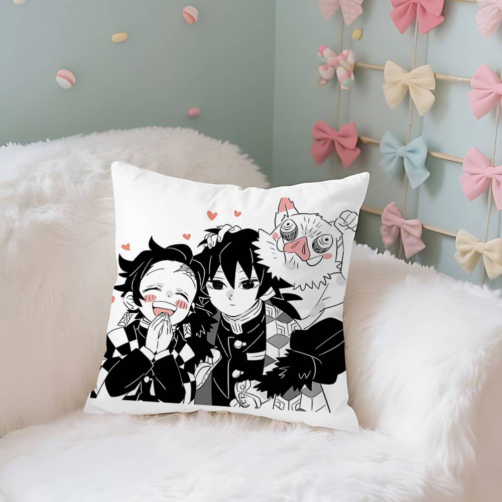 Amine K-Kimetsu No Yaibas Case Plush Fabric Soft Pillowcase Double Sided Print Cushion Cover Household Gifts