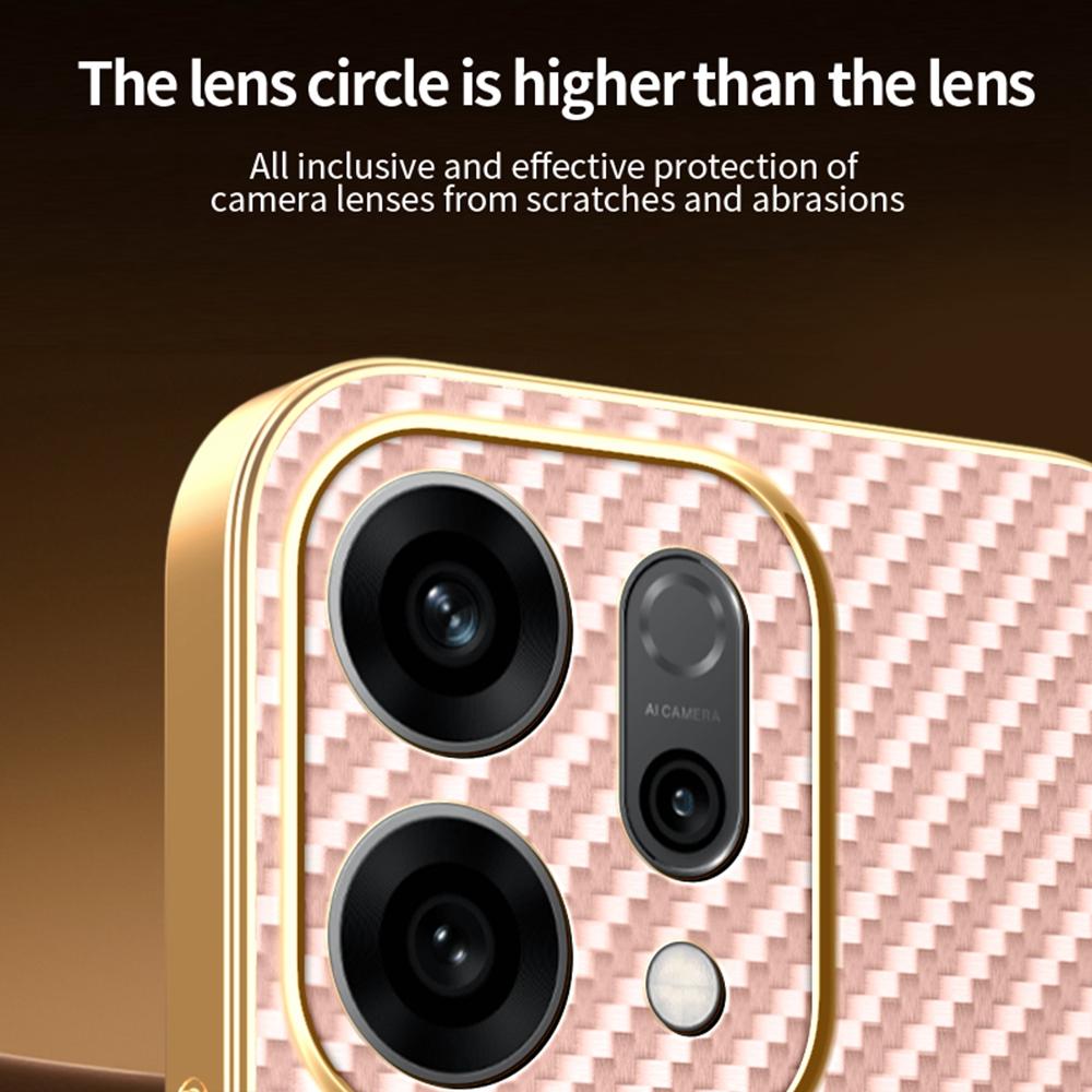 Pro Oppo Reno14 5G (Globální) Pouzdro Zadní kryt z TPU s texturou karbonových vláken a galvanickým pokovením