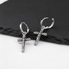 Vintage Crucifix Cross Hoop Earring for Men,Hypoallergenic Stainless Steel Drop Earring,Hip Hop Trendy Jewelry