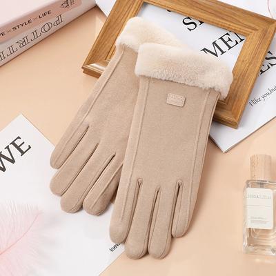 Winter Thick Gloves for Women Simple Fashionable Warm Leather Gloves Outdoor Bicycle Touch Screen Protector Warm Warm Gloves