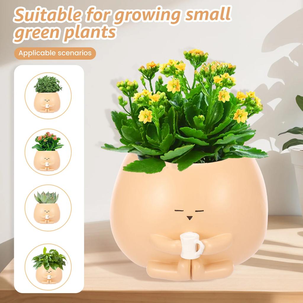 Resin Small Flower Pot Succulent Plant Pot Mini Potted Vase With Bottom Drainage Holes for Desktop Balcony Garden Flower Pot Dec