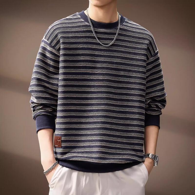 

Men s Retro Striped Heavyweight Long-Sleeve Sweatshirt